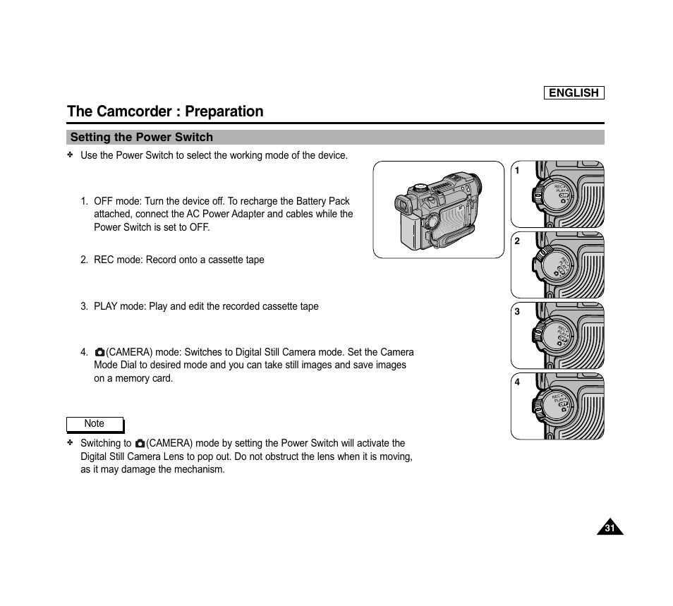 The camcorder : preparation | Samsung SC-D6040-AFS User Manual | Page 35 / 169