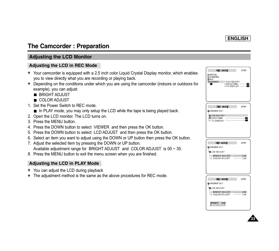 The camcorder : preparation | Samsung SC-D6040-AFS User Manual | Page 37 / 169