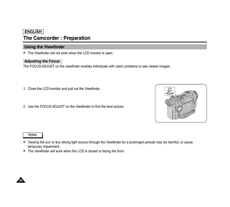 The camcorder : preparation | Samsung SC-D6040-AFS User Manual | Page 38 / 169