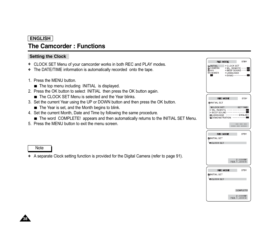 The camcorder : functions | Samsung SC-D6040-AFS User Manual | Page 42 / 169