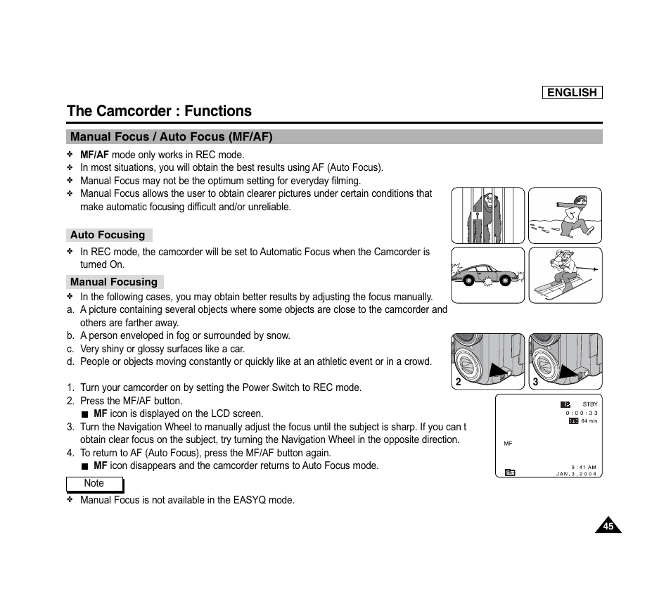 The camcorder : functions | Samsung SC-D6040-AFS User Manual | Page 49 / 169