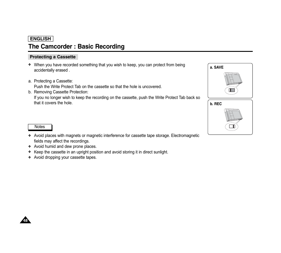 The camcorder : basic recording | Samsung SC-D6040-AFS User Manual | Page 52 / 169