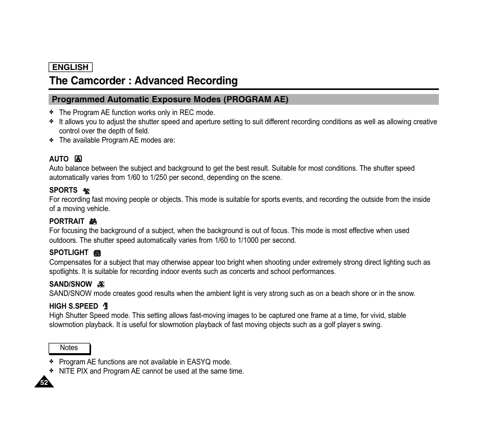 The camcorder : advanced recording | Samsung SC-D6040-AFS User Manual | Page 56 / 169