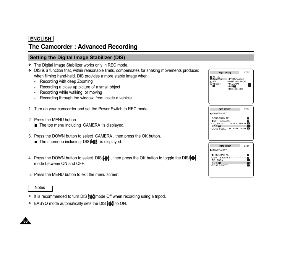 The camcorder : advanced recording | Samsung SC-D6040-AFS User Manual | Page 60 / 169