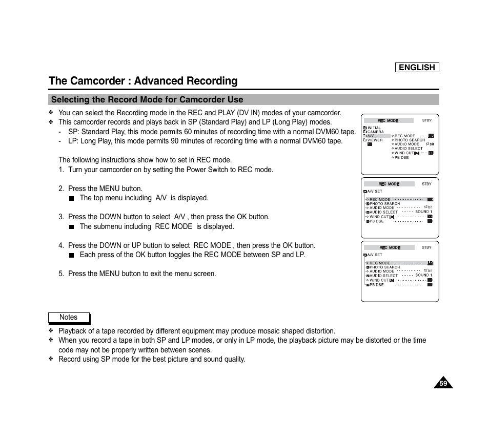 The camcorder : advanced recording | Samsung SC-D6040-AFS User Manual | Page 63 / 169