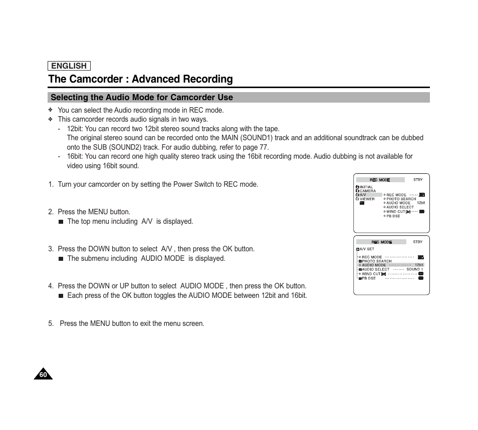 The camcorder : advanced recording | Samsung SC-D6040-AFS User Manual | Page 64 / 169