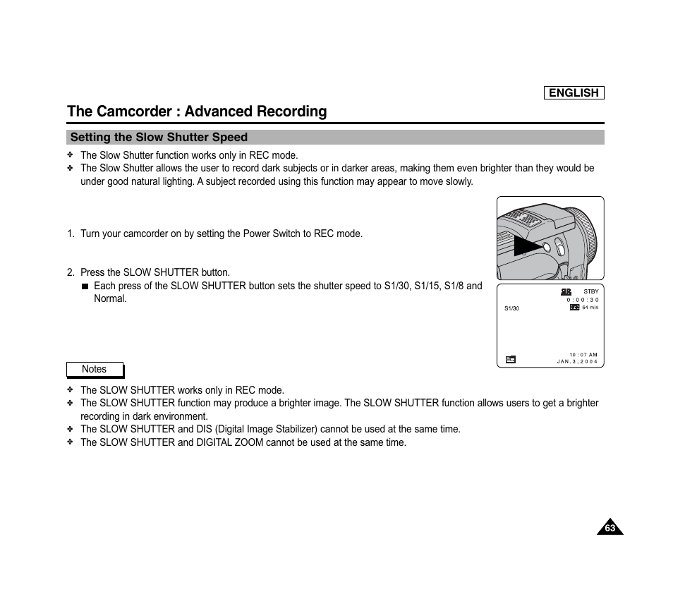 The camcorder : advanced recording | Samsung SC-D6040-AFS User Manual | Page 67 / 169