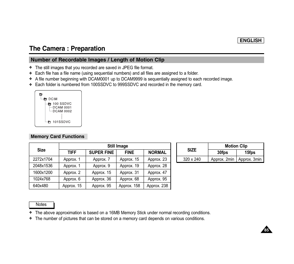 The camera : preparation | Samsung SC-D6040-AFS User Manual | Page 89 / 169