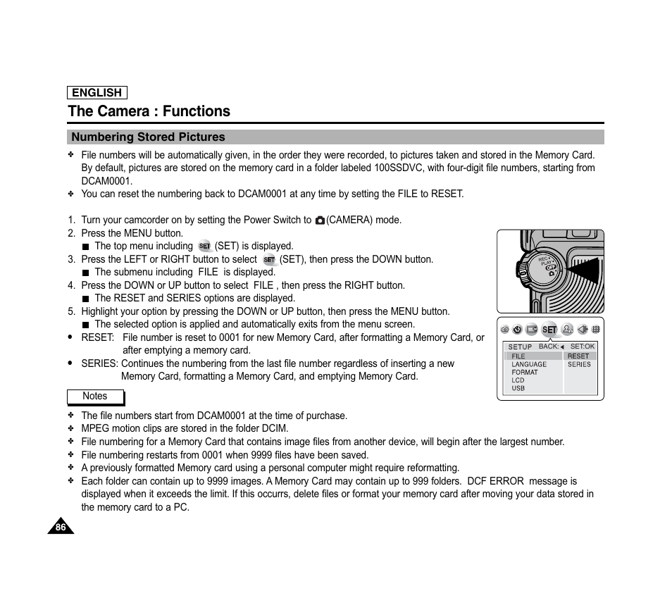 The camera : functions | Samsung SC-D6040-AFS User Manual | Page 90 / 169