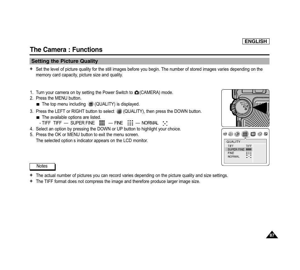 The camera : functions | Samsung SC-D6040-AFS User Manual | Page 91 / 169