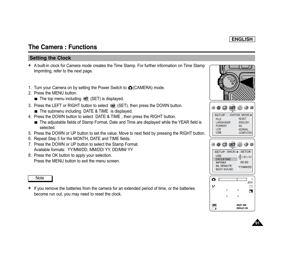 The camera : functions | Samsung SC-D6040-AFS User Manual | Page 95 / 169