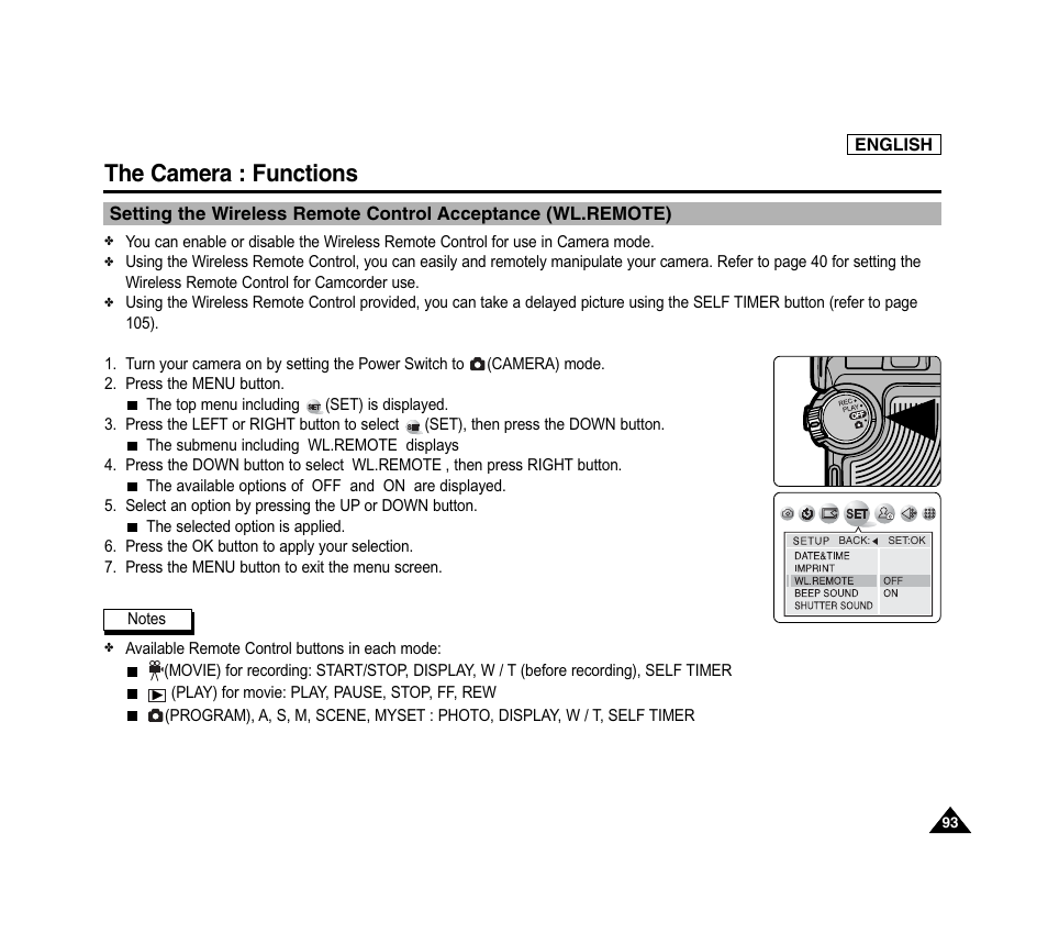 The camera : functions | Samsung SC-D6040-AFS User Manual | Page 97 / 169