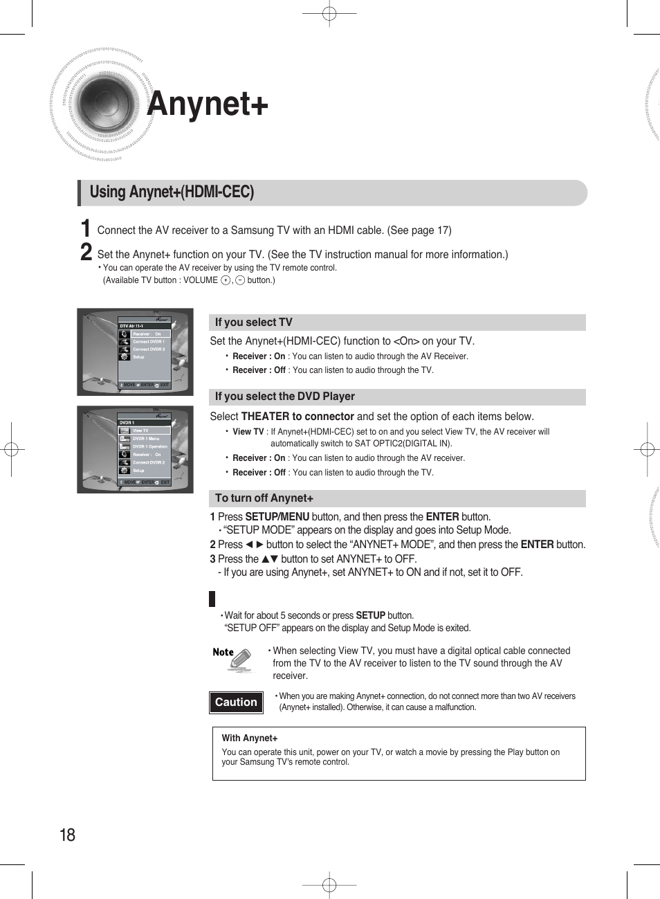 Anynet, Using anynet+(hdmi-cec) | Samsung HT-AS720ST-XAA User Manual | Page 18 / 52