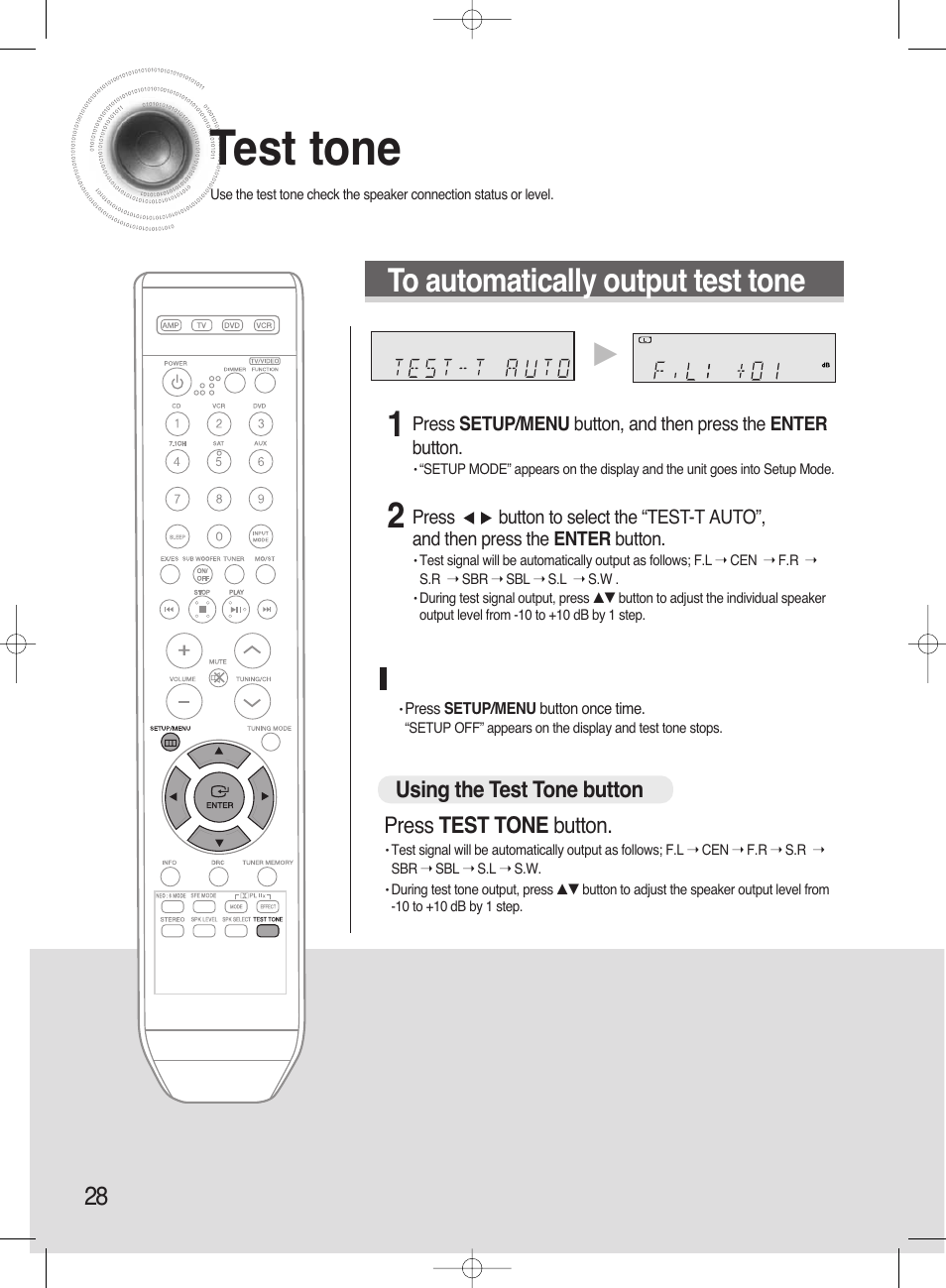 Test tone | Samsung HT-AS720ST-XAA User Manual | Page 28 / 52