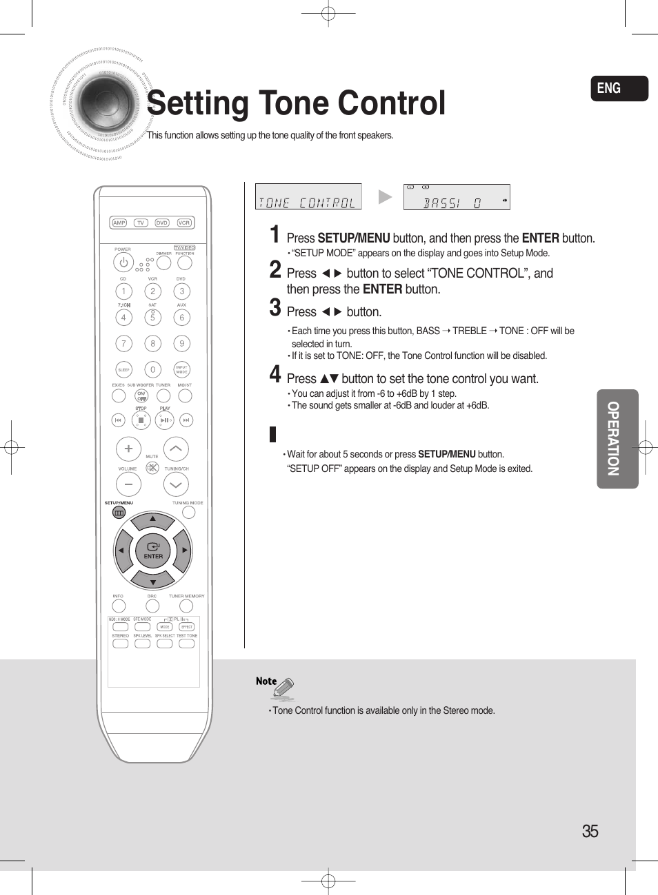Setting tone control | Samsung HT-AS720ST-XAA User Manual | Page 35 / 52