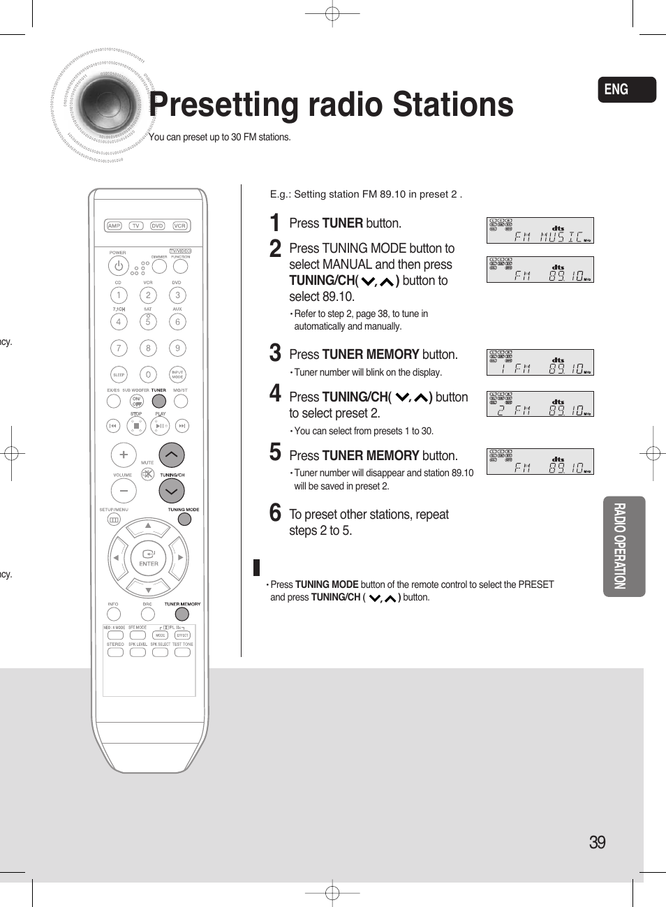 Presetting radio stations | Samsung HT-AS720ST-XAA User Manual | Page 39 / 52