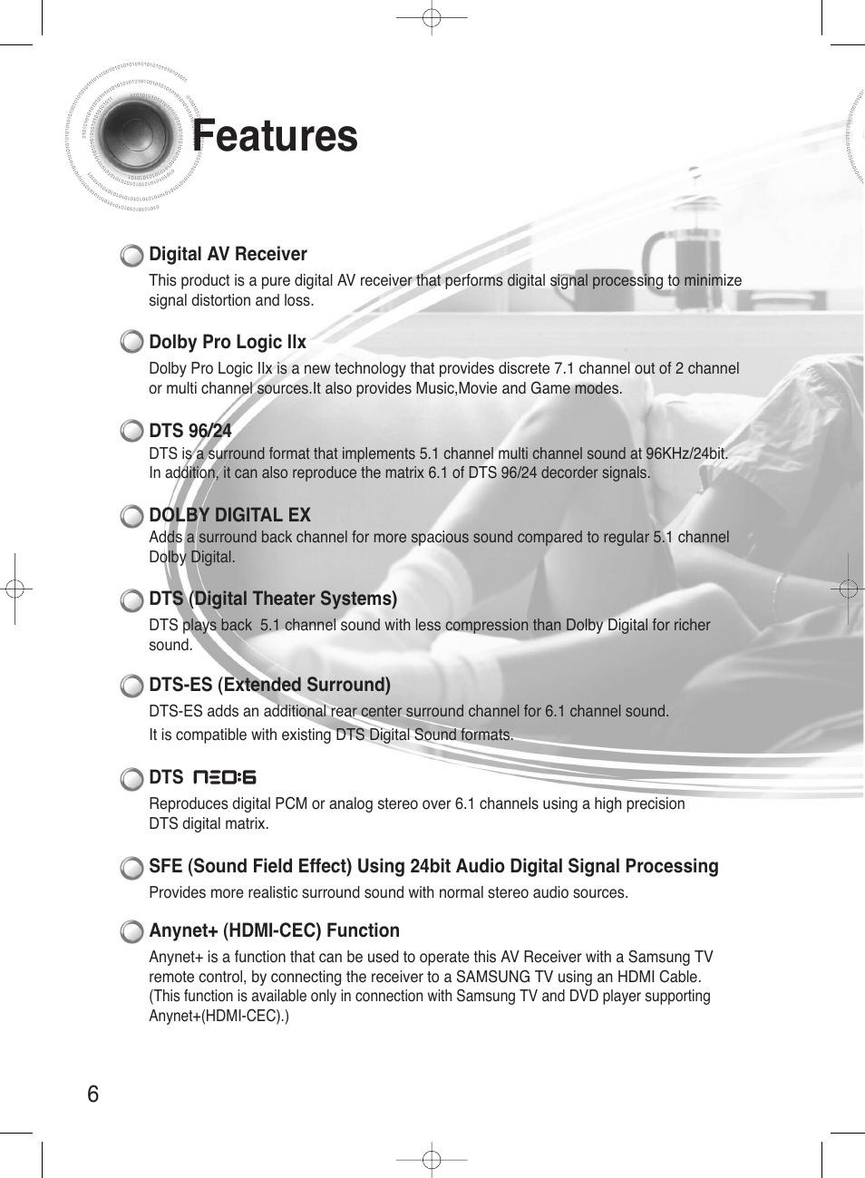 Features | Samsung HT-AS720ST-XAA User Manual | Page 6 / 52