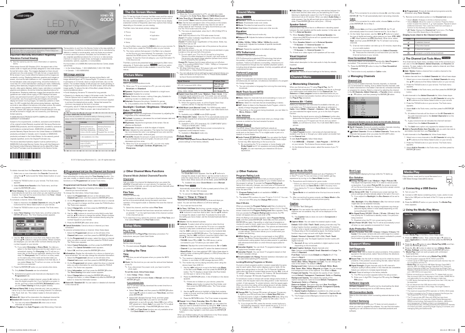 Samsung UN24H4000AFXZA User Manual | 2 pages