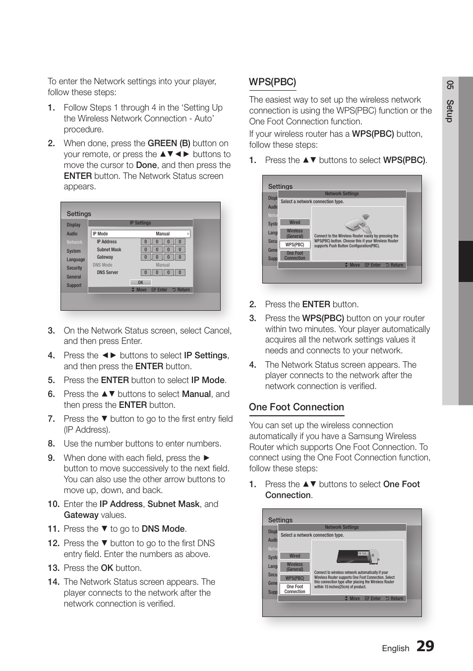 Wps(pbc), One foot connection | Samsung BD-D6700-ZA User Manual | Page 41 / 83