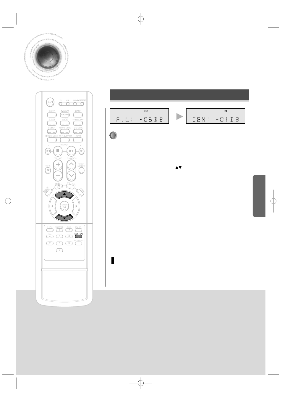 Test tone, Remote control, Press test tone button | Samsung HT-AS601TH-XAA User Manual | Page 26 / 55