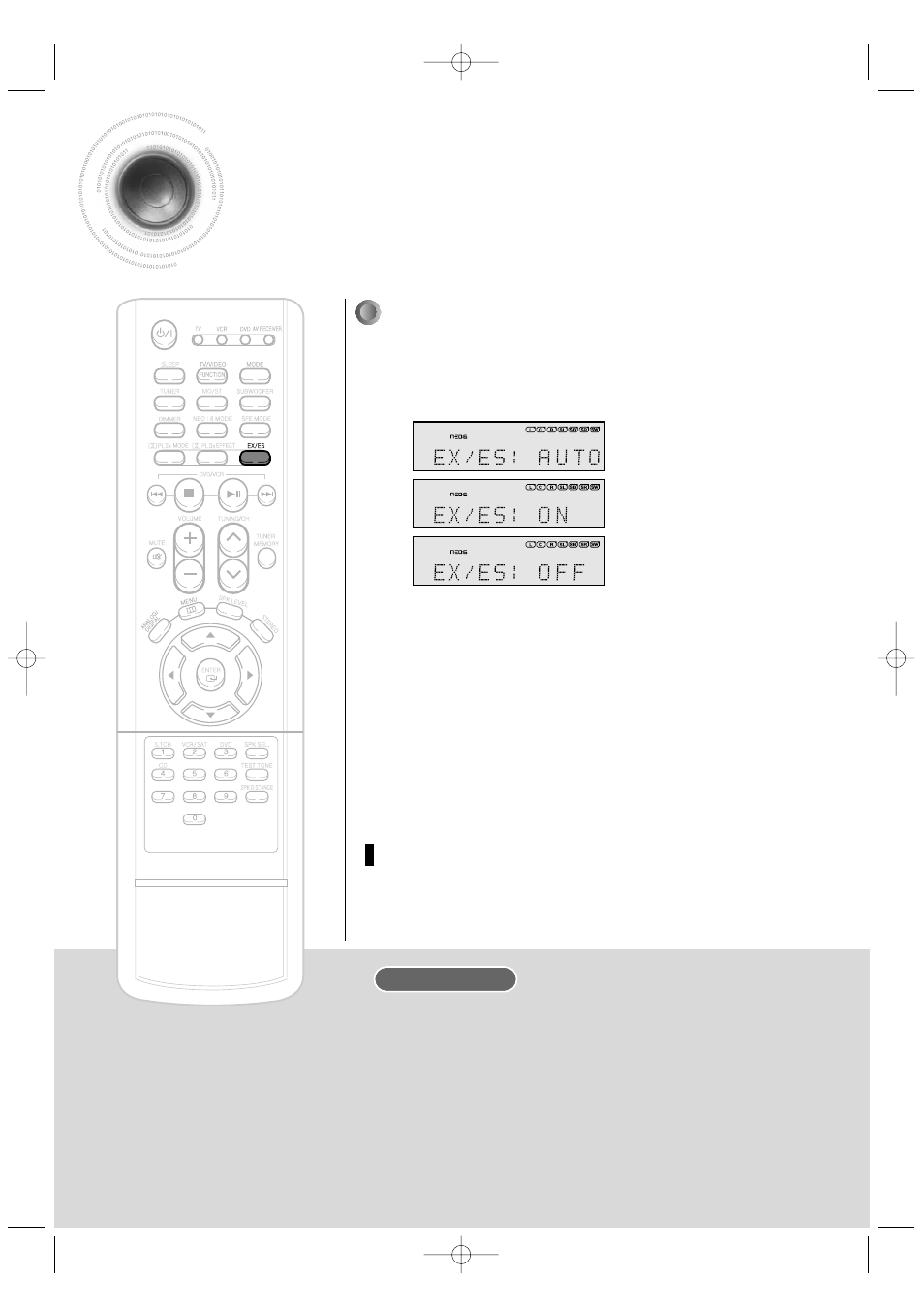 Ex/es mode, Remote control | Samsung HT-AS601TH-XAA User Manual | Page 39 / 55