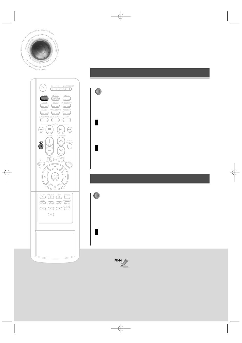 Convenient functions, Sleep timer function mute function, Remote control | Samsung HT-AS601TH-XAA User Manual | Page 45 / 55