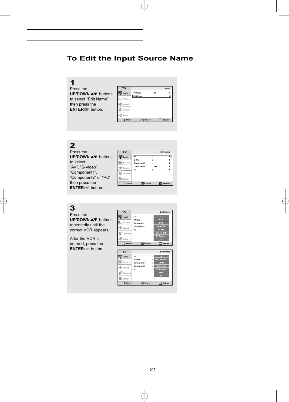 To edit the input source name | Samsung LTP1795WX-XAA User Manual | Page 30 / 68