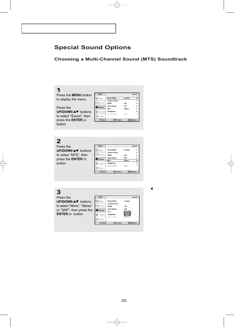 Special sound options | Samsung LTP1795WX-XAA User Manual | Page 44 / 68