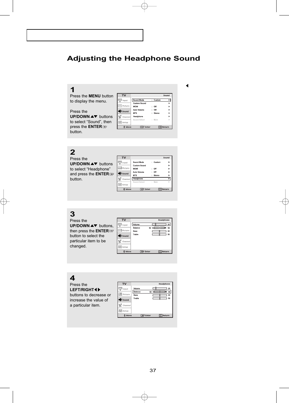 Adjusting the headphone sound | Samsung LTP1795WX-XAA User Manual | Page 46 / 68