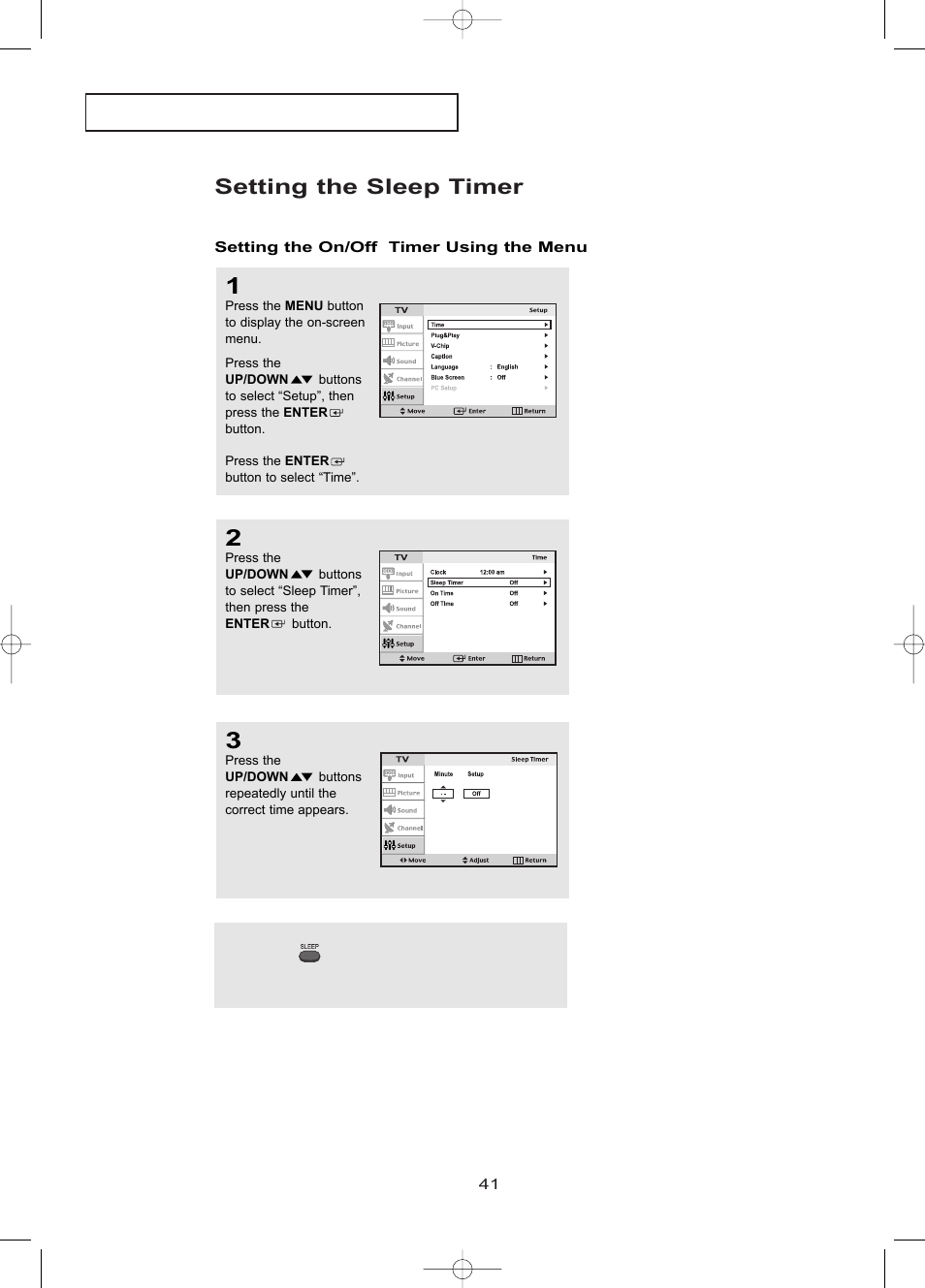 Setting the sleep timer | Samsung LTP1795WX-XAA User Manual | Page 50 / 68