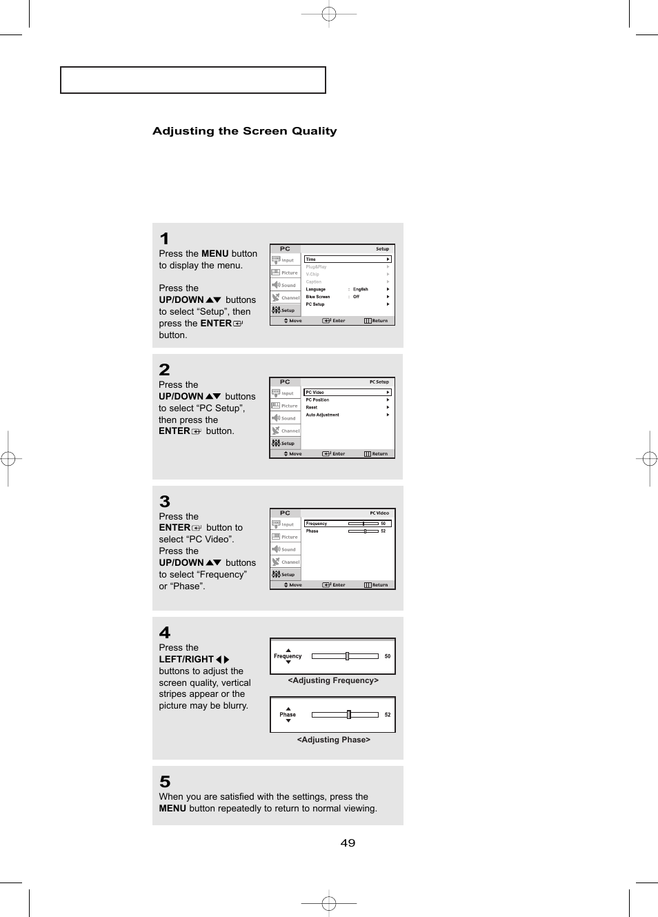 Adjusting the screen quality, P c d | Samsung LTP1795WX-XAA User Manual | Page 58 / 68