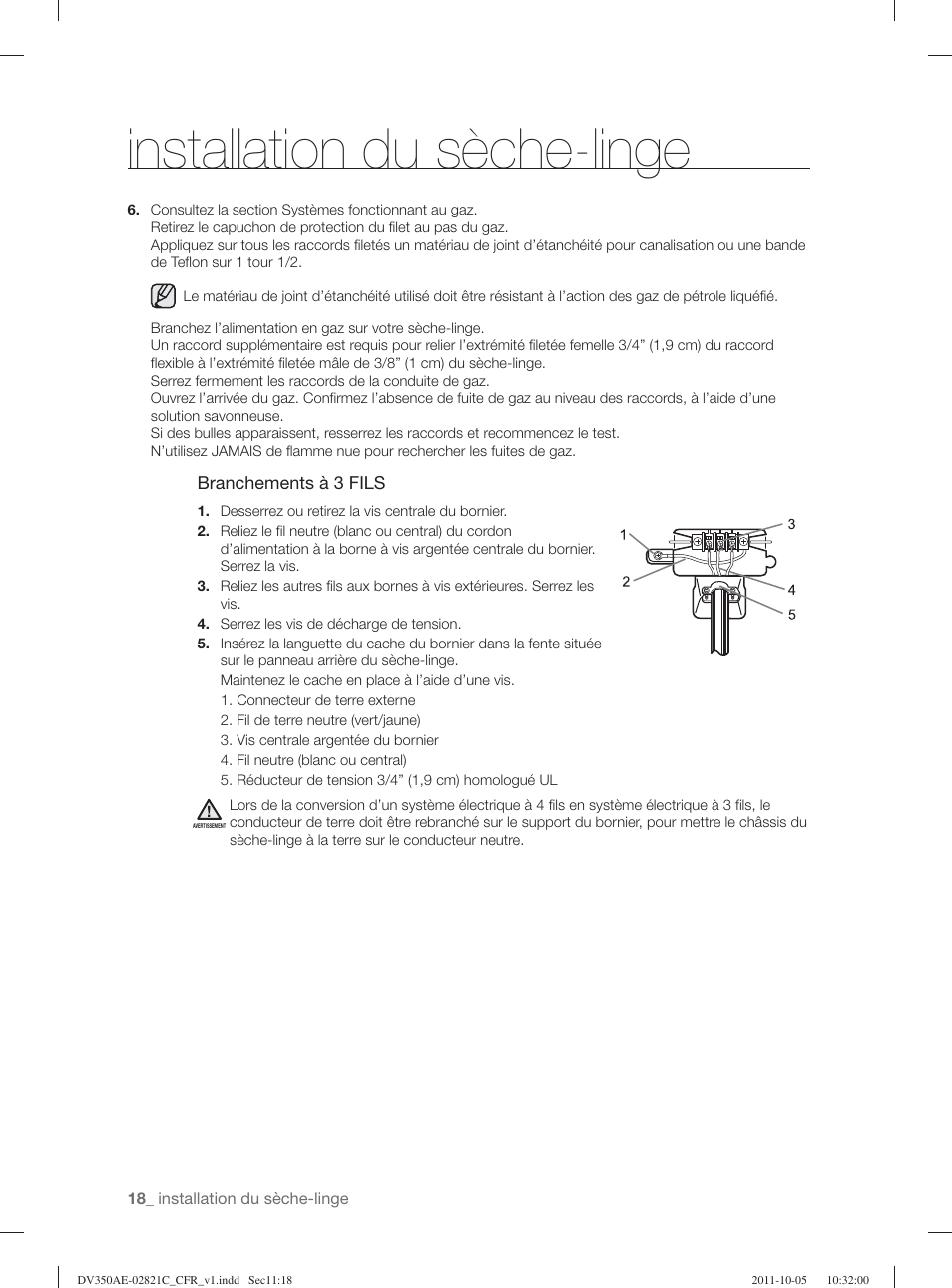 Installation du sèche-linge | Samsung DV350AGP-XAA User Manual | Page 58 / 120