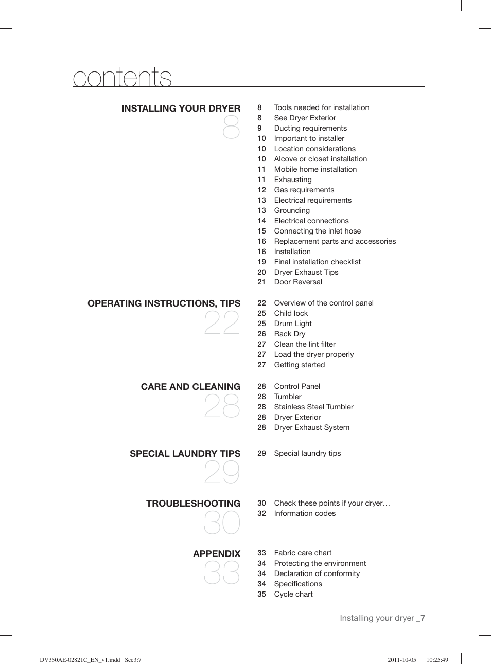 Samsung DV350AGP-XAA User Manual | Page 7 / 120