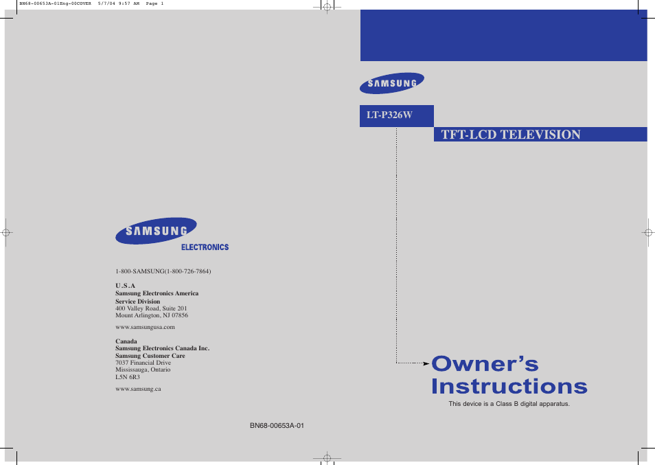 Samsung LTP326WX-XAC User Manual | 90 pages