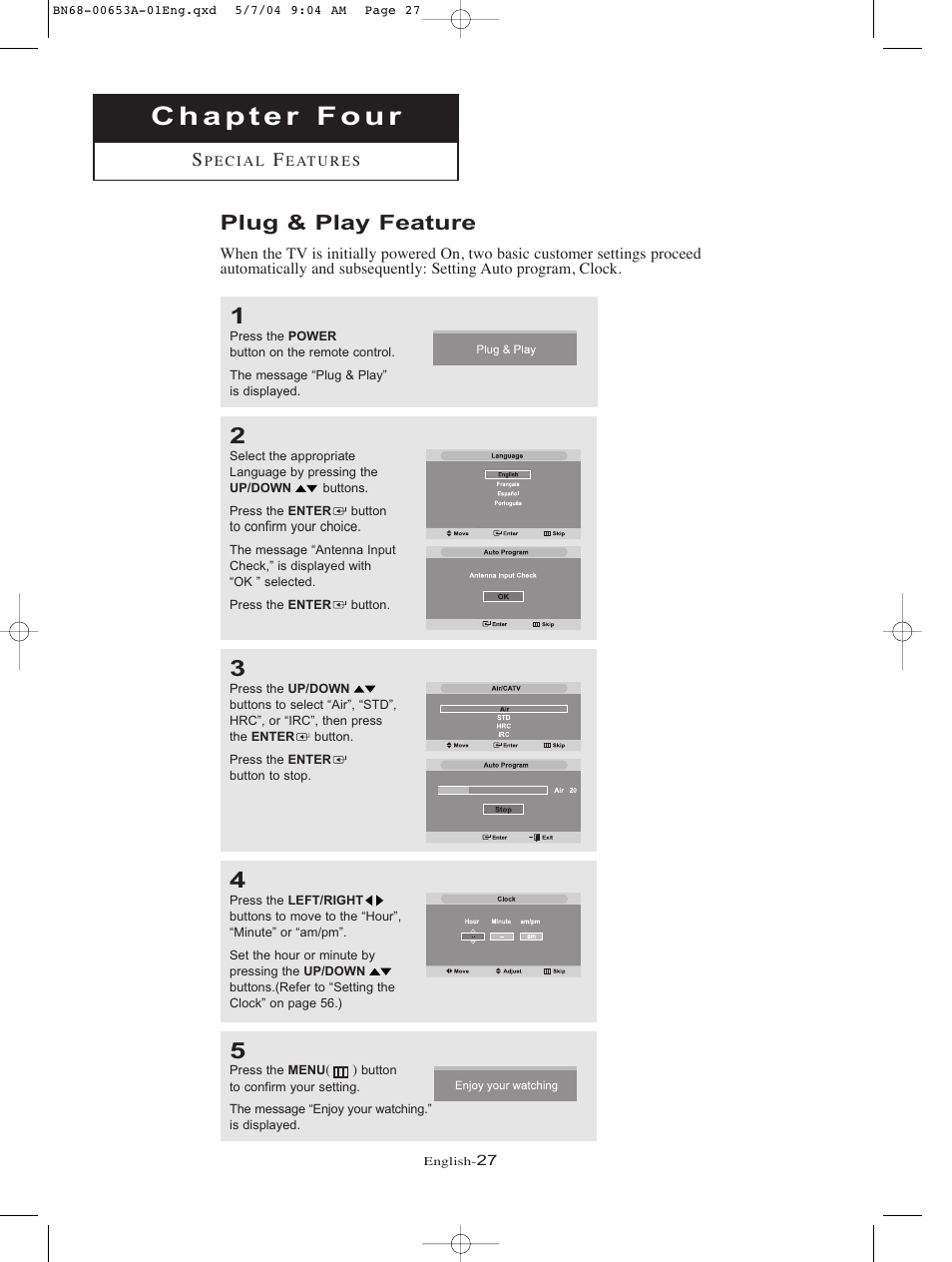 Special features, Plug & play feature | Samsung LTP326WX-XAC User Manual | Page 30 / 90