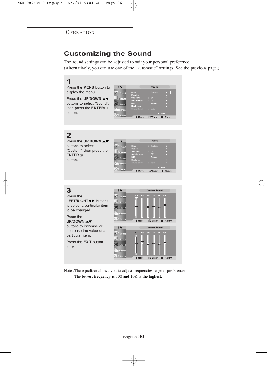 Customizing the sound | Samsung LTP326WX-XAC User Manual | Page 39 / 90