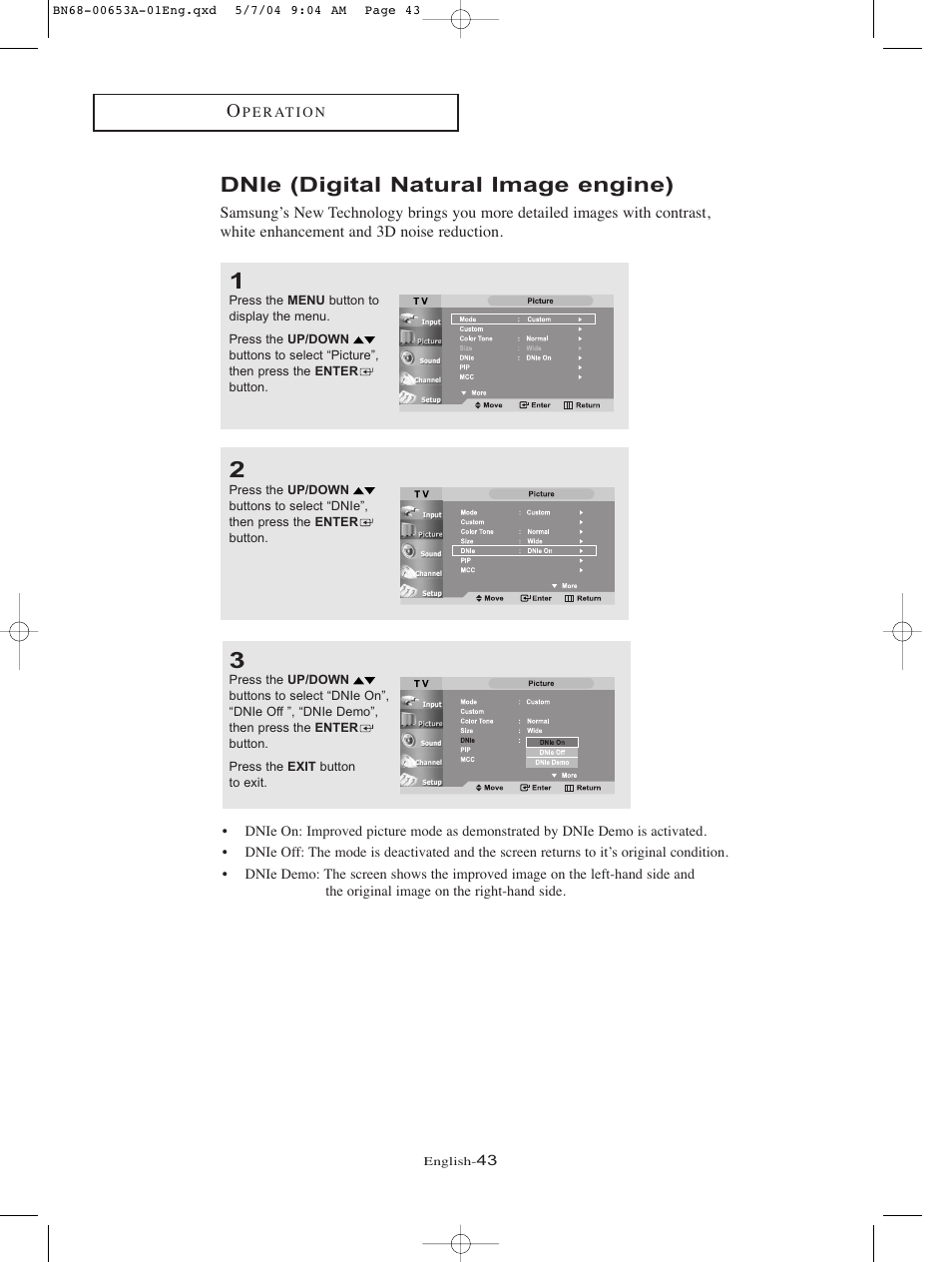 Dnie (digital natural image engine) | Samsung LTP326WX-XAC User Manual | Page 46 / 90