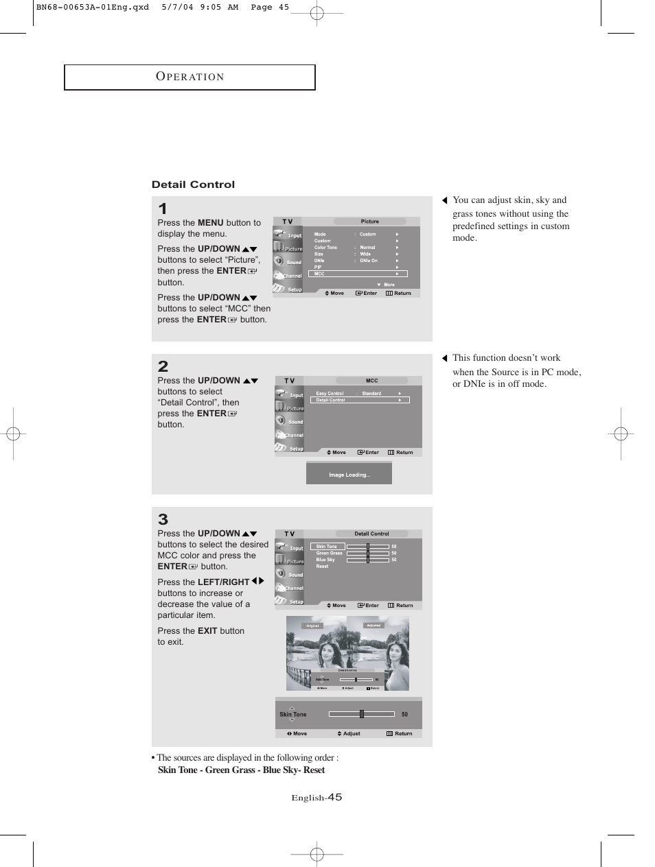 Detail control | Samsung LTP326WX-XAC User Manual | Page 48 / 90