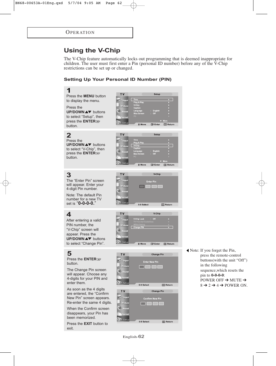 Using the v-chip | Samsung LTP326WX-XAC User Manual | Page 65 / 90