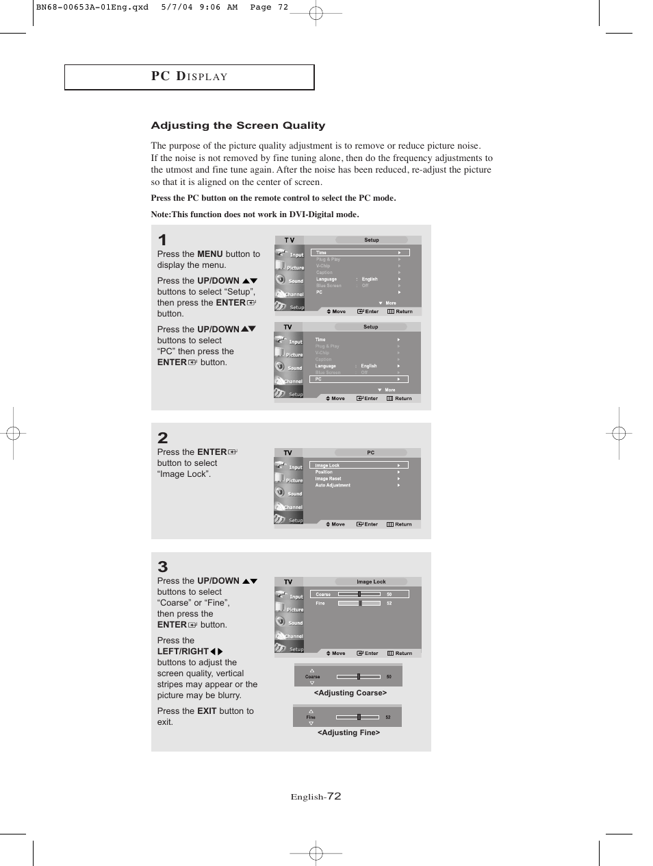Adjusting the screen quality, P c d | Samsung LTP326WX-XAC User Manual | Page 75 / 90