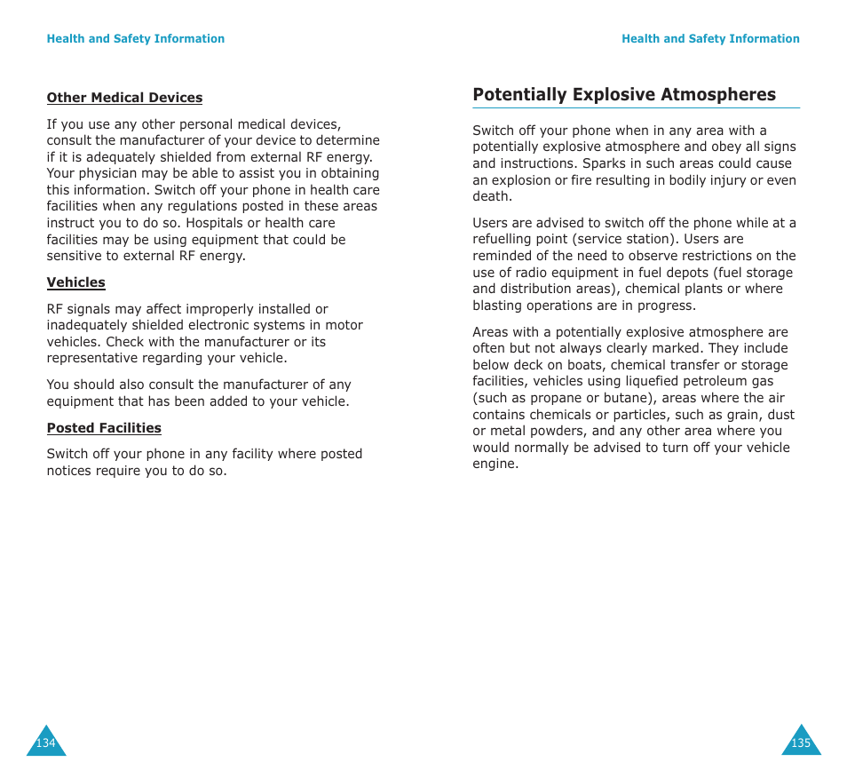 Potentially explosive atmospheres | Samsung SGH-P107BSACIN User Manual | Page 70 / 79