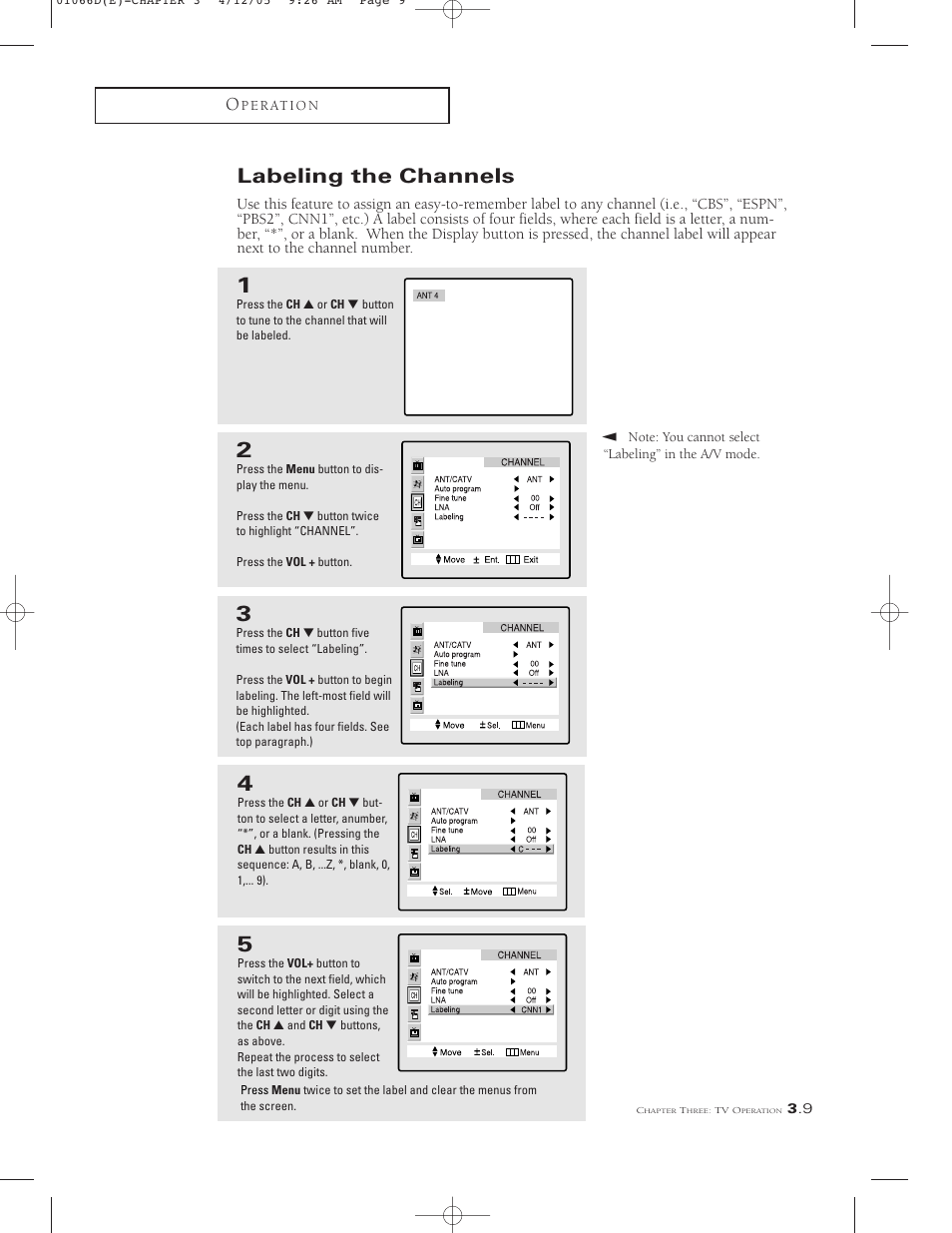 Labeling the channels | Samsung TSK3092WFX-XAA User Manual | Page 31 / 65