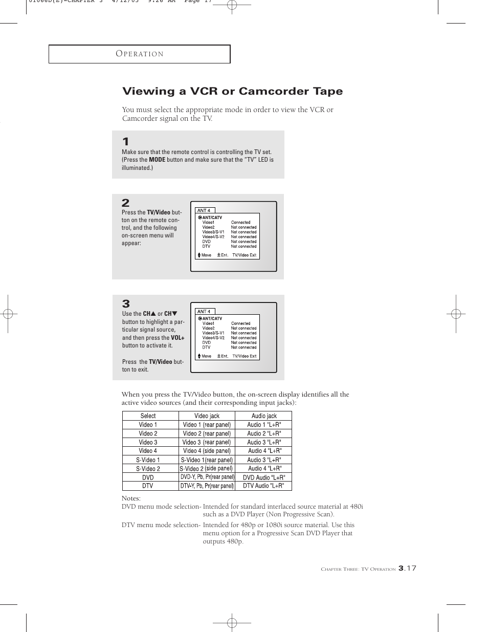 Viewing a vcr or camcorder tape | Samsung TSK3092WFX-XAA User Manual | Page 39 / 65