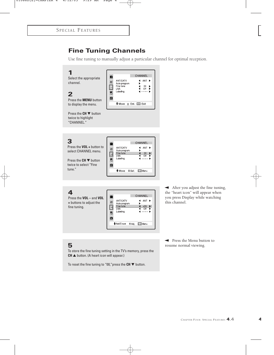 Fine tuning channels | Samsung TSK3092WFX-XAA User Manual | Page 43 / 65