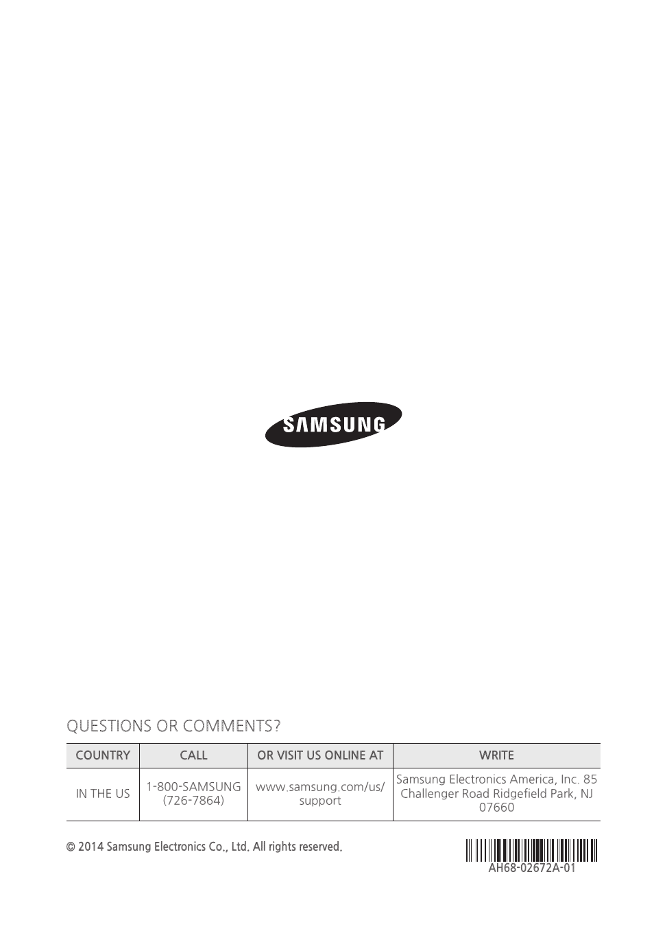 Questions or comments | Samsung HT-H4500-ZA User Manual | Page 43 / 43