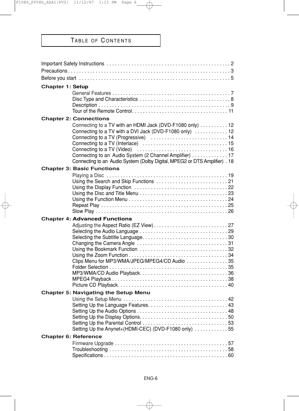 Samsung DVD-F1080-XAA User Manual | Page 6 / 63
