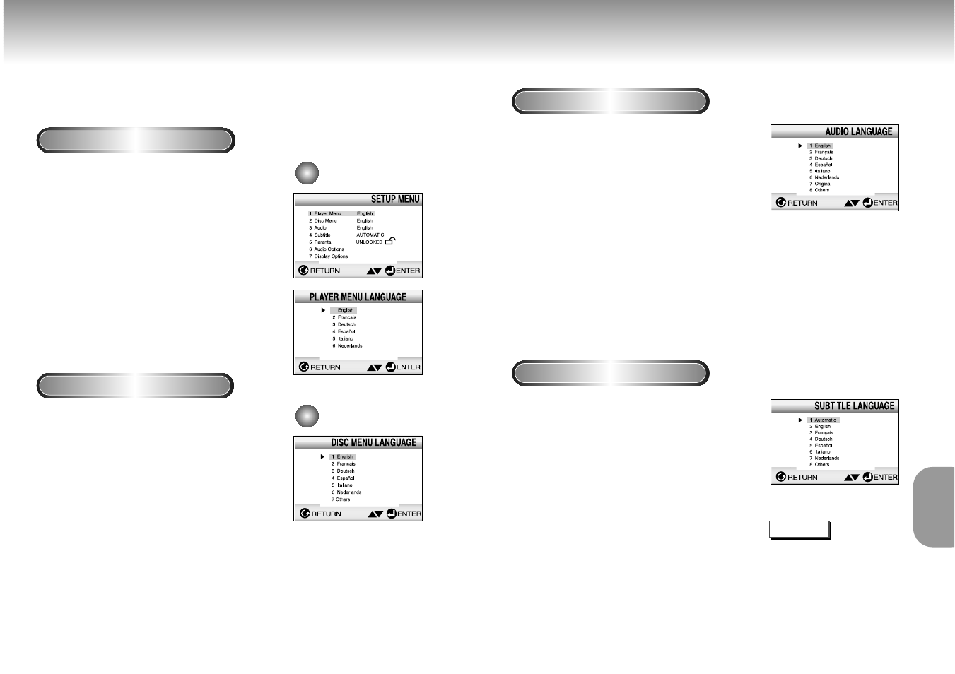 Setting up the language features | Samsung DVD-M101-XAA User Manual | Page 16 / 20