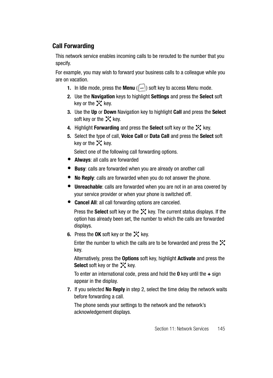 Call forwarding | Samsung SGH-ZX20ZKACIN User Manual | Page 145 / 179