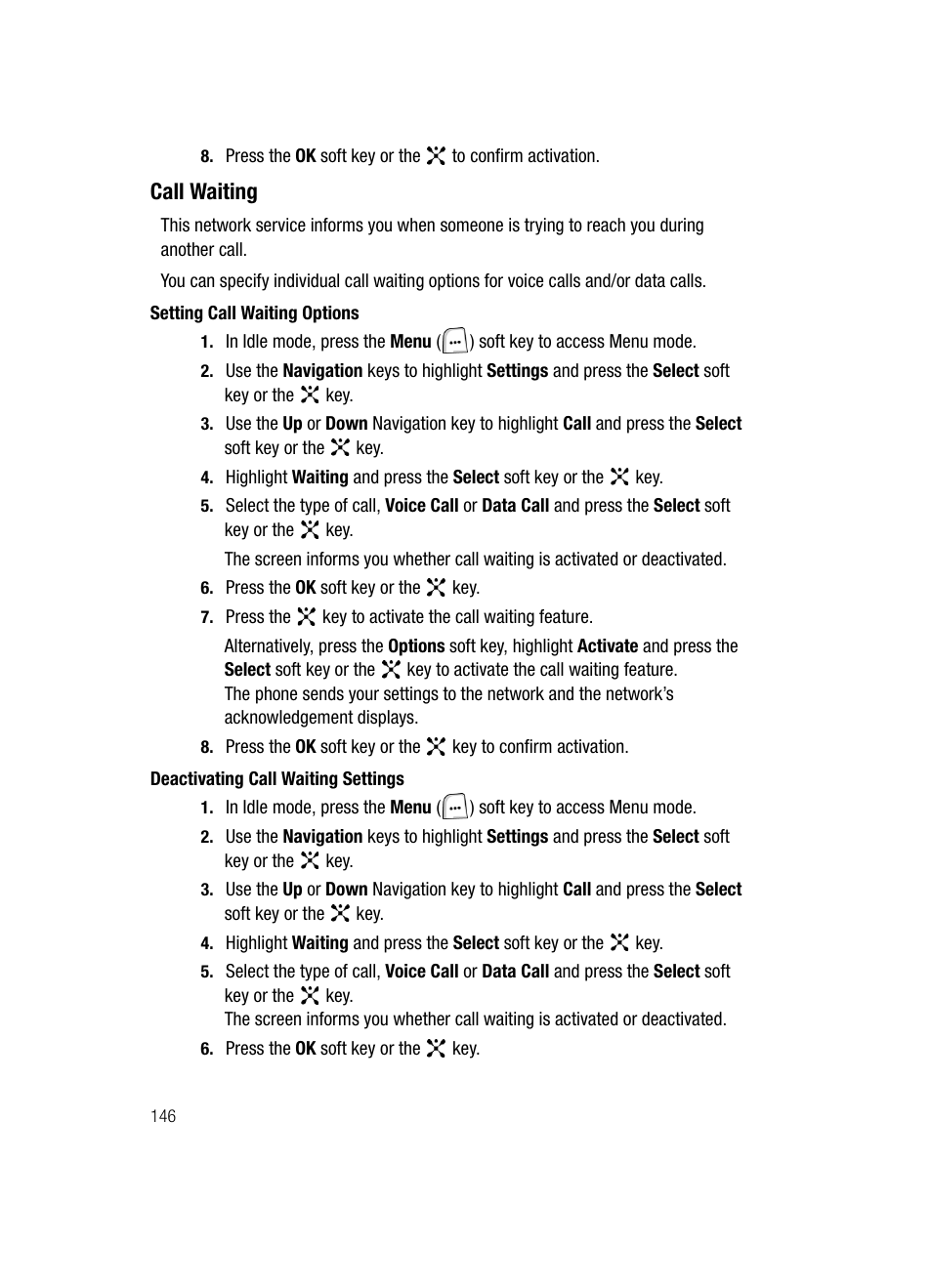 Call waiting | Samsung SGH-ZX20ZKACIN User Manual | Page 146 / 179