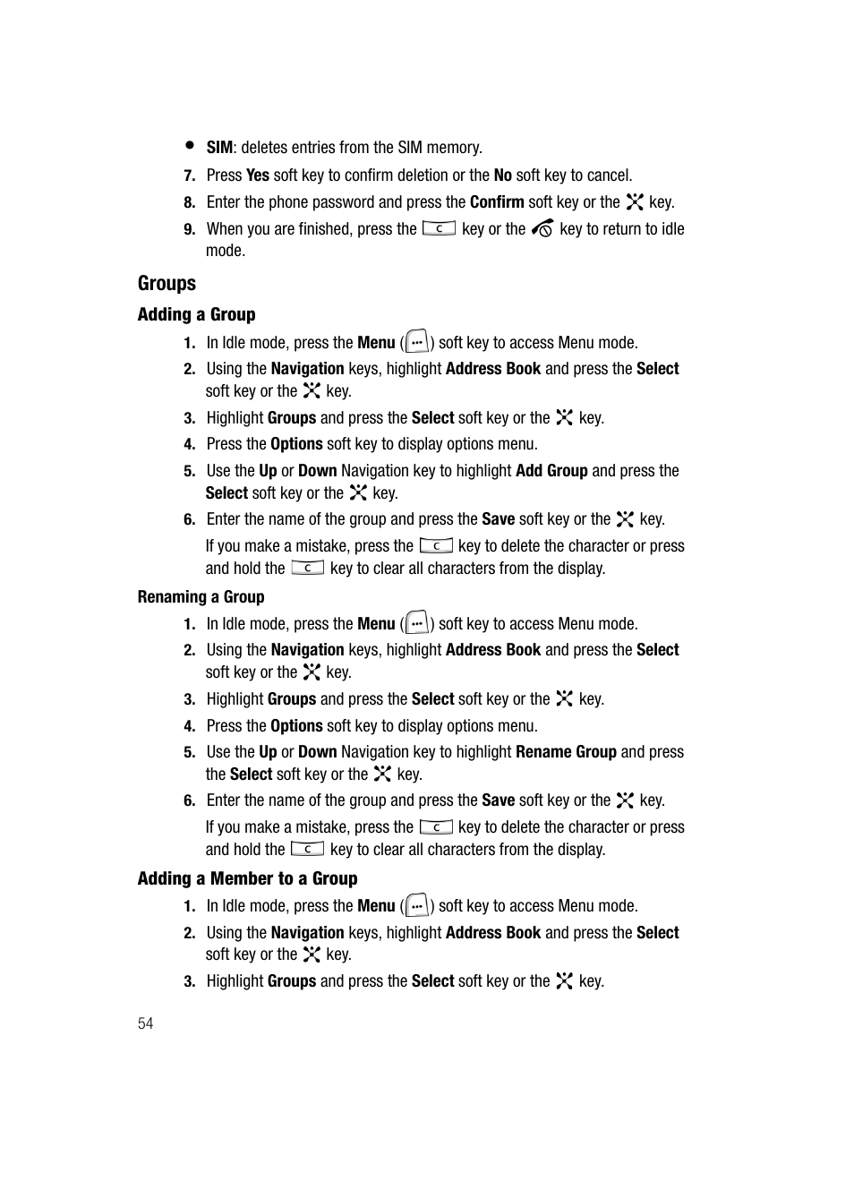 Groups | Samsung SGH-ZX20ZKACIN User Manual | Page 54 / 179